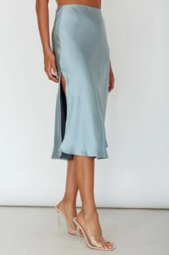 Daze Satin Midi Skirt Light Blue -Bridal Dr. Denim Store SLYS926 20LIGHT 20BLUE 5