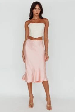 Daze Satin Midi Skirt Pink -Bridal Dr. Denim Store SLYS926 20PINK 2