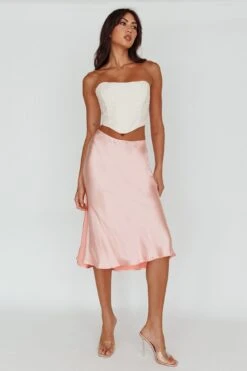 Daze Satin Midi Skirt Pink -Bridal Dr. Denim Store SLYS926 20PINK 5