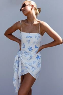 Euro Trip Wrap Mini Dress Nautical White -Bridal Dr. Denim Store SN0019J03 20WHITE 2