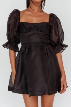 I've Got Sunshine Puff Sleeve Mini Dress Black 8 I've Got Sunshine Puff Sleeve Mini Dress Black -Bridal Dr. Denim Store SN0042D 20BLACK 4