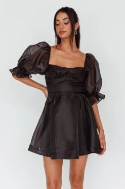 I've Got Sunshine Puff Sleeve Mini Dress Black 9 I've Got Sunshine Puff Sleeve Mini Dress Black -Bridal Dr. Denim Store SN0042D 20BLACK 5