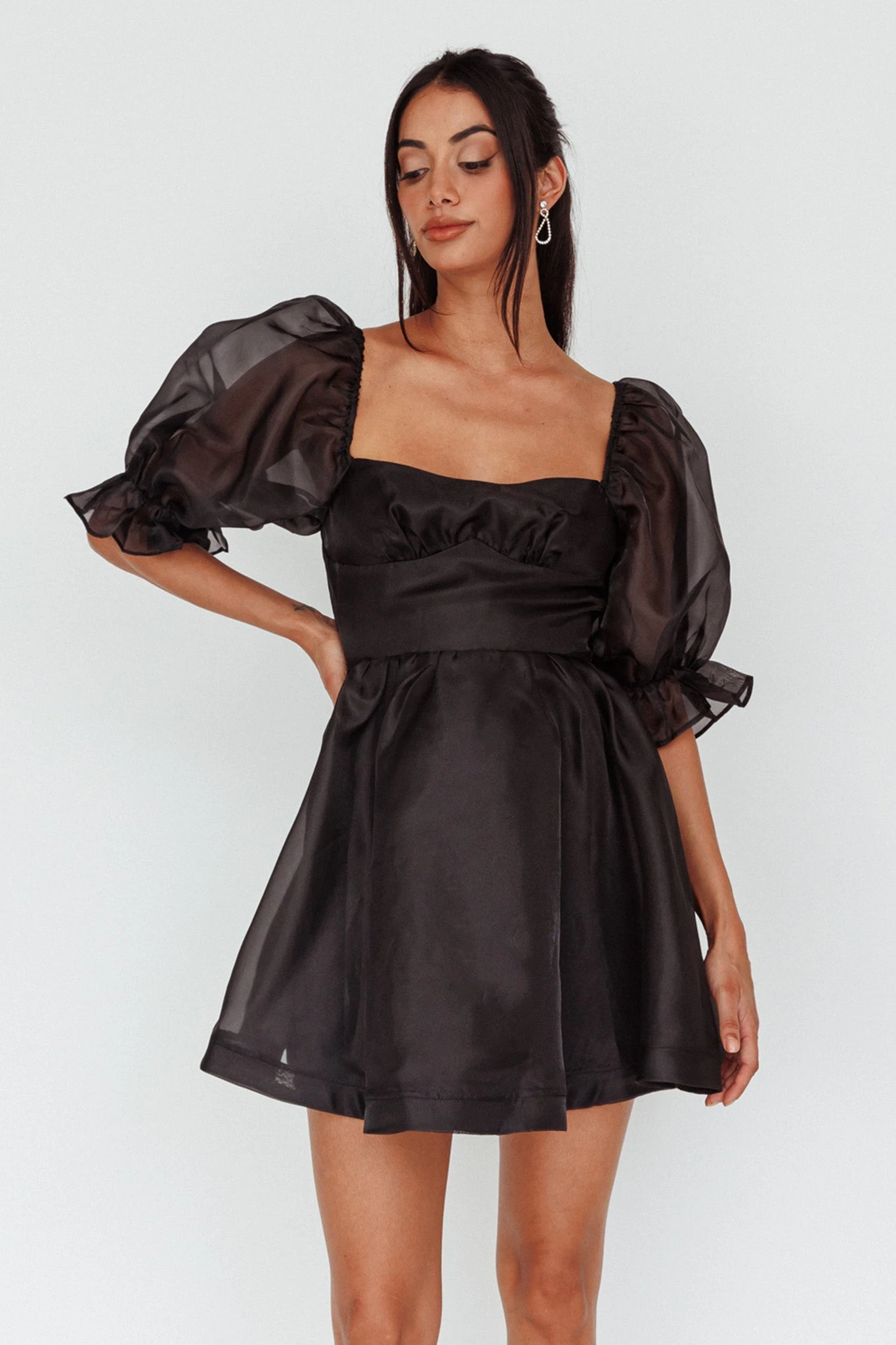 I've Got Sunshine Puff Sleeve Mini Dress Black 5 I've Got Sunshine Puff Sleeve Mini Dress Black - Image 5