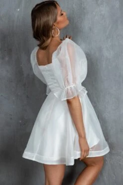 I've Got Sunshine Puff Sleeve Mini Dress White -Bridal Dr. Denim Store SN0042D 20WHITE 3