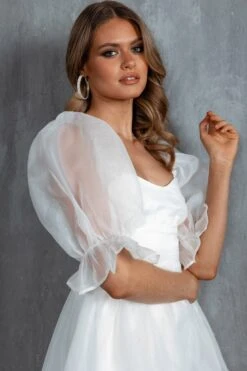 I've Got Sunshine Puff Sleeve Mini Dress White -Bridal Dr. Denim Store SN0042D 20WHITE 4