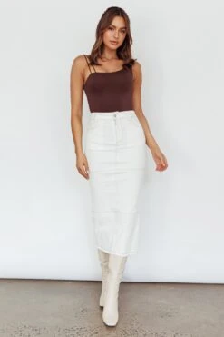 Thalia Pocket Midi Skirt White