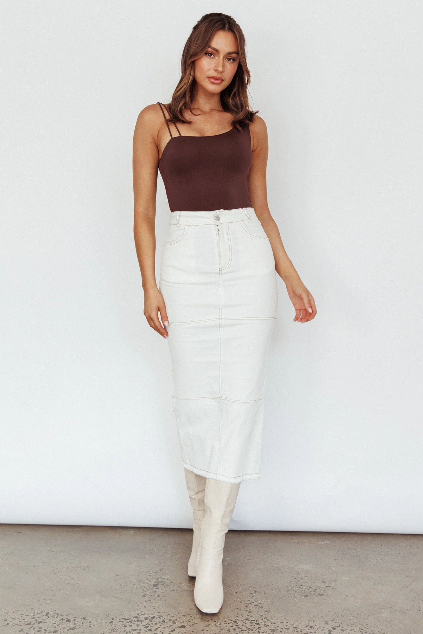 Thalia Pocket Midi Skirt White 1 Thalia Pocket Midi Skirt White