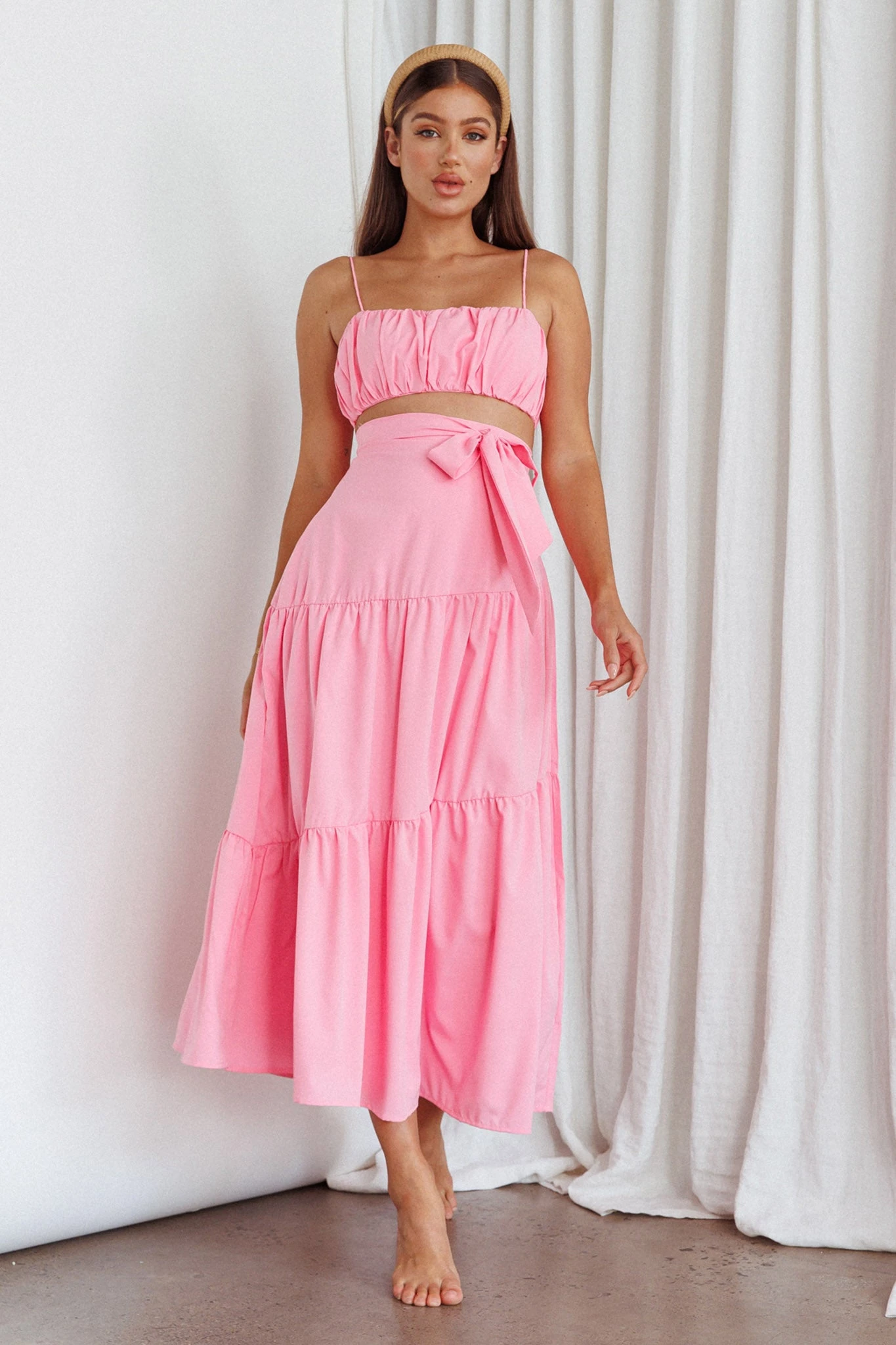 Bondi Waist Tie Maxi Skirt Pink 1 Bondi Waist Tie Maxi Skirt Pink