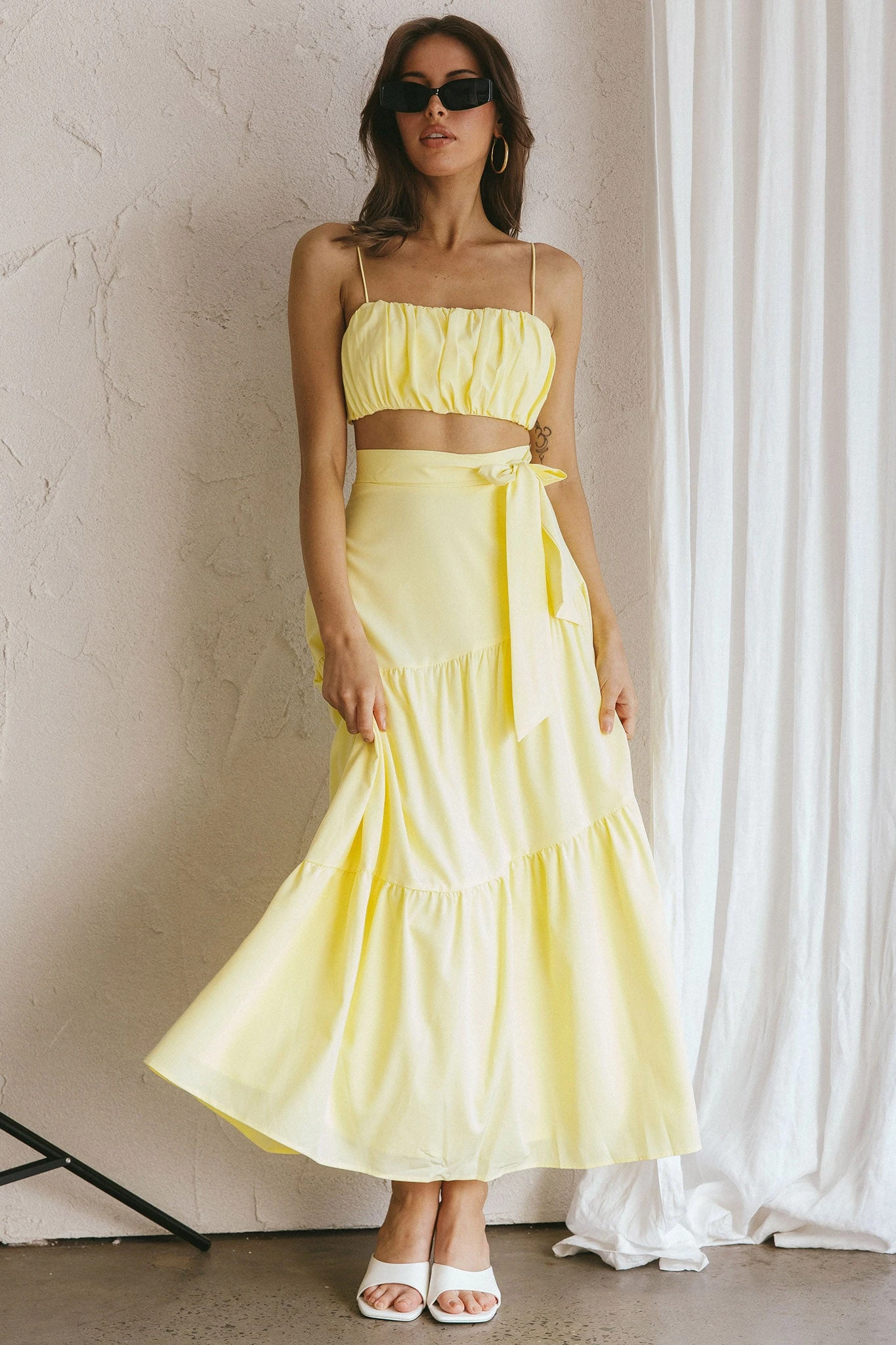 Bondi Waist Tie Maxi Skirt Lemon 1 Bondi Waist Tie Maxi Skirt Lemon