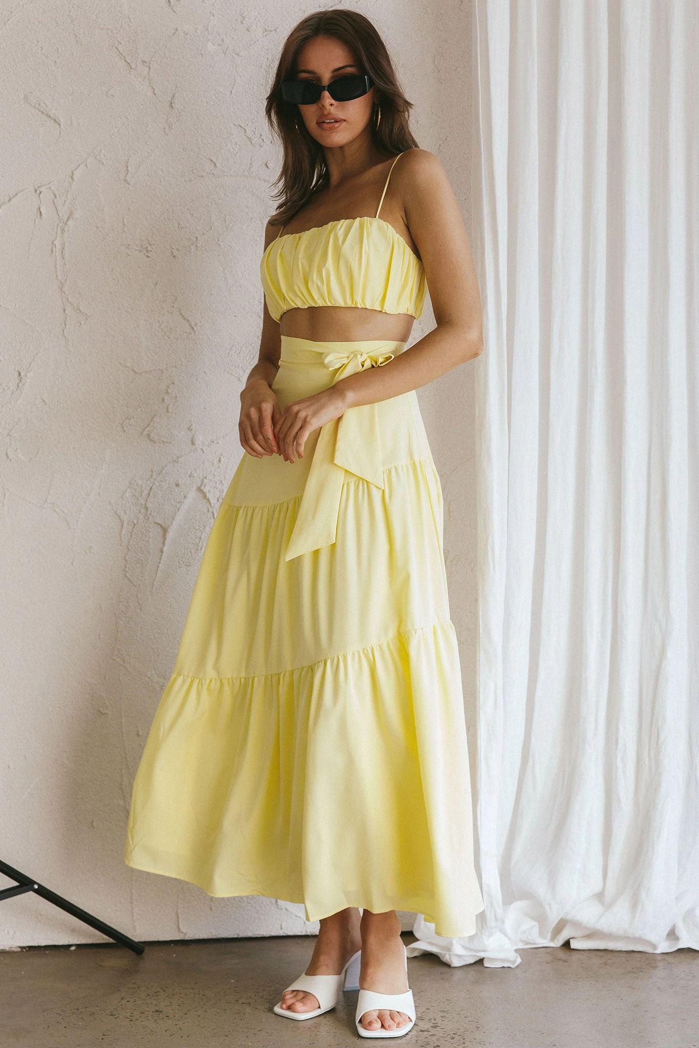Bondi Waist Tie Maxi Skirt Lemon 3 Bondi Waist Tie Maxi Skirt Lemon - Image 3