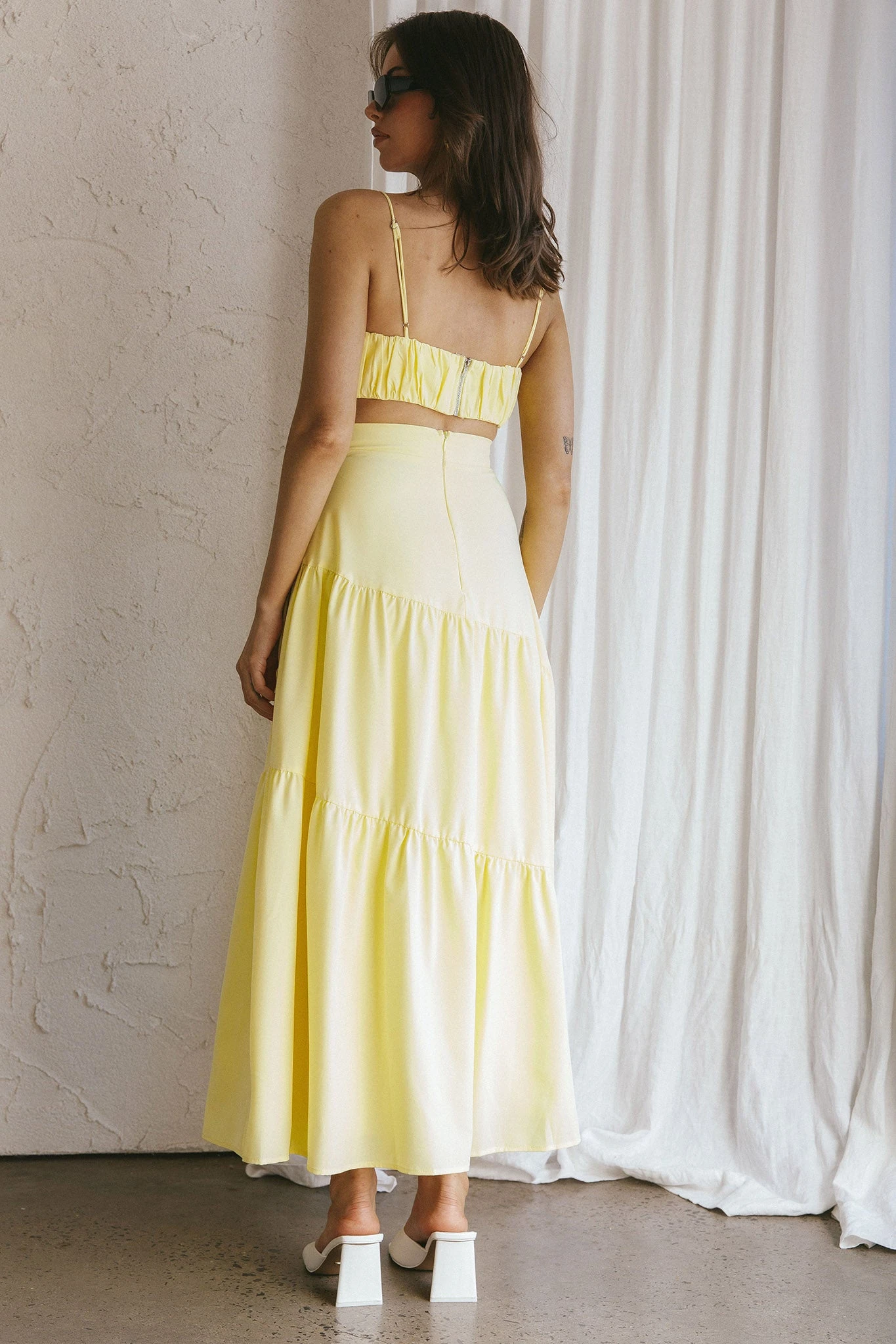 Bondi Waist Tie Maxi Skirt Lemon 2 Bondi Waist Tie Maxi Skirt Lemon - Image 2
