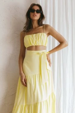 Bondi Waist Tie Maxi Skirt Lemon 11 Bondi Waist Tie Maxi Skirt Lemon -Bridal Dr. Denim Store SR0008J S 20LEMON 4