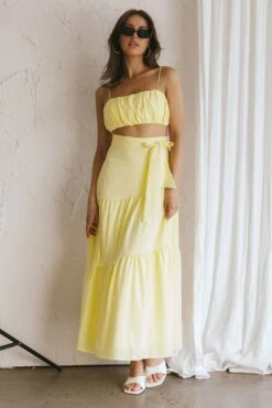 Bondi Waist Tie Maxi Skirt Lemon 12 Bondi Waist Tie Maxi Skirt Lemon -Bridal Dr. Denim Store SR0008J S 20LEMON 5