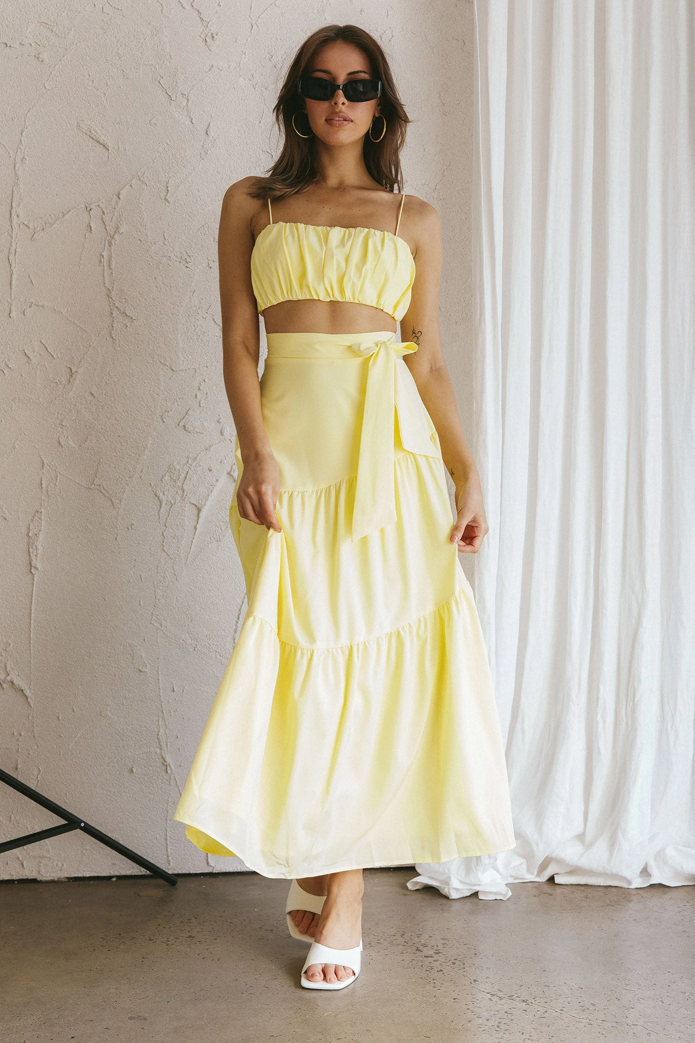 Bondi Waist Tie Maxi Skirt Lemon 7 Bondi Waist Tie Maxi Skirt Lemon - Image 7