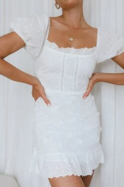 Bliss Moment Lace-Up Back Mini Dress White -Bridal Dr. Denim Store SR0096D 20WHITE 4