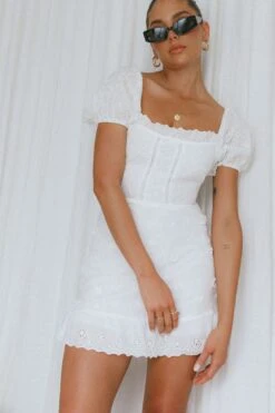 Bliss Moment Lace-Up Back Mini Dress White -Bridal Dr. Denim Store SR0096D 20WHITE 7