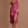 Midnight Muse Strappy Back Midi Dress Fuchsia