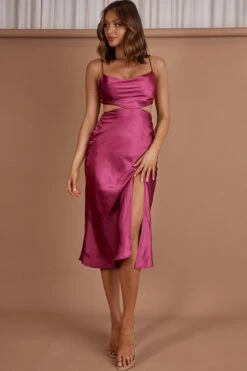 Midnight Muse Strappy Back Midi Dress Fuchsia -Bridal Dr. Denim Store SR0196D 20FUCHSIA 4