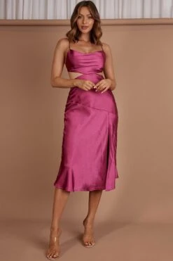 Midnight Muse Strappy Back Midi Dress Fuchsia -Bridal Dr. Denim Store SR0196D 20FUCHSIA 5