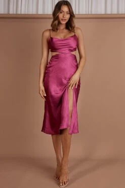 Midnight Muse Strappy Back Midi Dress Fuchsia -Bridal Dr. Denim Store SR0196D 20FUCHSIA 7