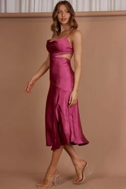 Midnight Muse Strappy Back Midi Dress Fuchsia -Bridal Dr. Denim Store SR0196D 20FUCHSIA 8
