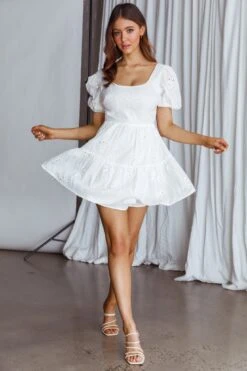 Marirose Tied Back A-Line Mini Dress White -Bridal Dr. Denim Store SR0270B 20WHITE 2