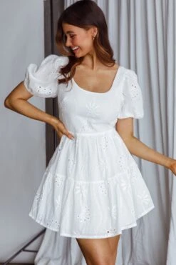 Marirose Tied Back A-Line Mini Dress White -Bridal Dr. Denim Store SR0270B 20WHITE 4