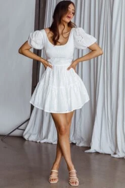 Marirose Tied Back A-Line Mini Dress White -Bridal Dr. Denim Store SR0270B 20WHITE 5