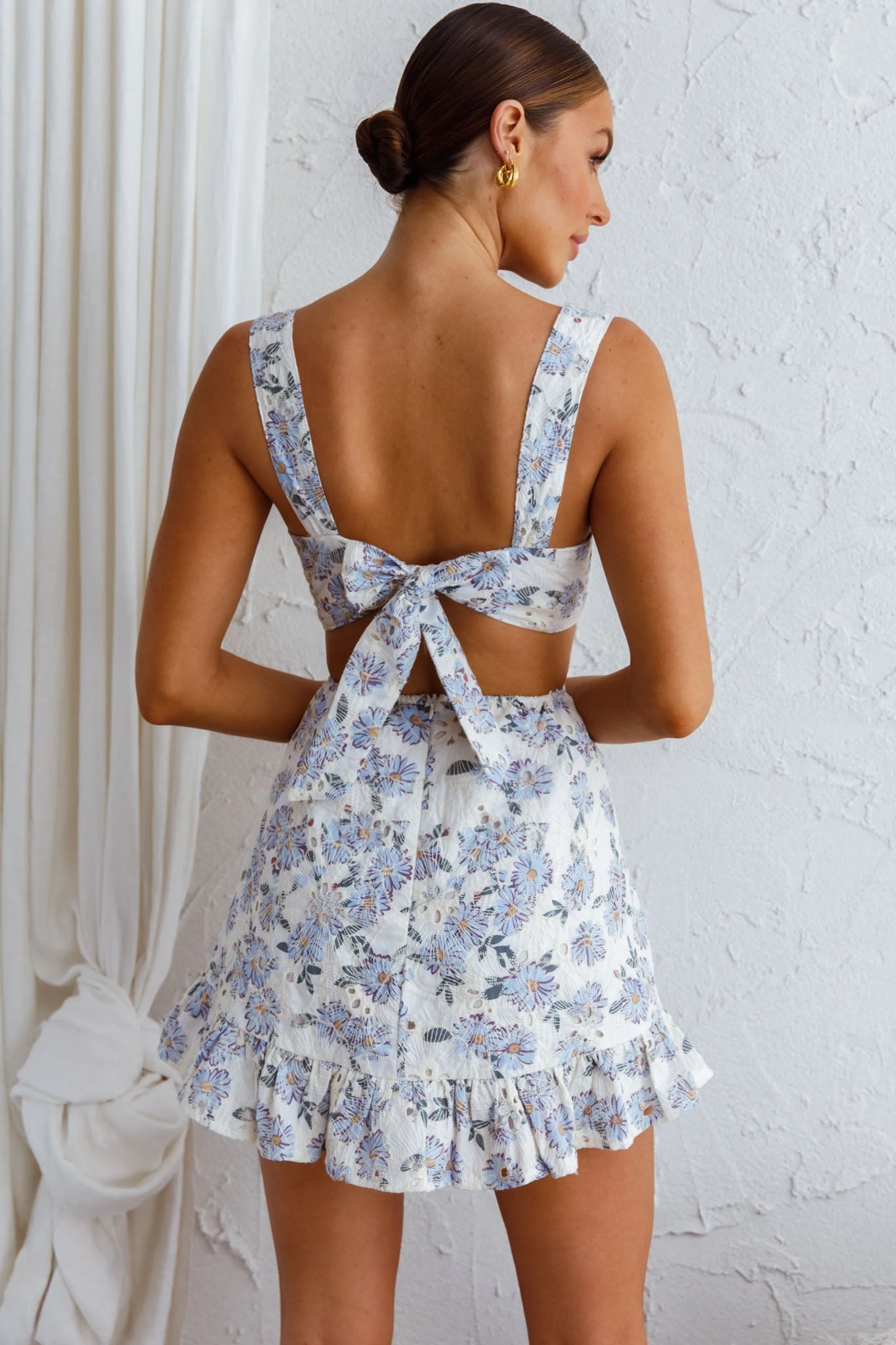 Pascale String-Tie Cut-Out Dress Floral Blue 2 Pascale String-Tie Cut-Out Dress Floral Blue - Image 2