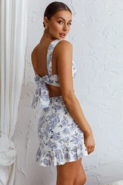 Pascale String-Tie Cut-Out Dress Floral Blue 15 Pascale String-Tie Cut-Out Dress Floral Blue -Bridal Dr. Denim Store SR0278B 20BLUE 7