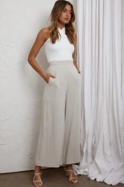La Romana High Waisted Wide Leg Pants Sand -Bridal Dr. Denim Store SR0280B 20SAND 4