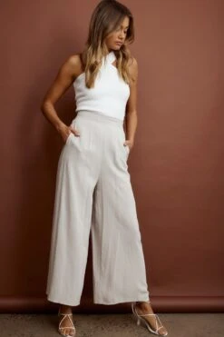 La Romana High Waisted Wide Leg Pants Sand -Bridal Dr. Denim Store SR0280B 20SAND 6