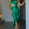 Just A Rumor Cut-Out Midi Dress Green