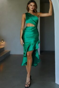 Just A Rumor Cut-Out Midi Dress Green -Bridal Dr. Denim Store SR0283B 20GREEN 2