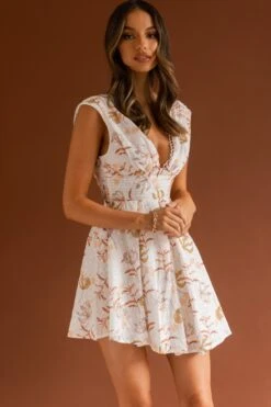 Braxton Tied Back Mini Dress Floral Orange -Bridal Dr. Denim Store SR0291B01 20ORANGE 4