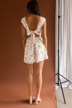 Braxton Tied Back Mini Dress Floral Orange -Bridal Dr. Denim Store SR0291B01 20ORANGE 7