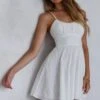 Wishing And Hoping Lace-Up Back Dress White