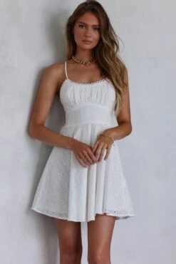 Wishing And Hoping Lace-Up Back Dress White 14 Wishing And Hoping Lace-Up Back Dress White -Bridal Dr. Denim Store SR0341B 20WHITE 7