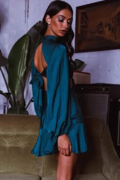 Feels Like Home Long Sleeve Cut-Out Dress Forest Green -Bridal Dr. Denim Store SR0542B 20FOREST 20GREEN 5