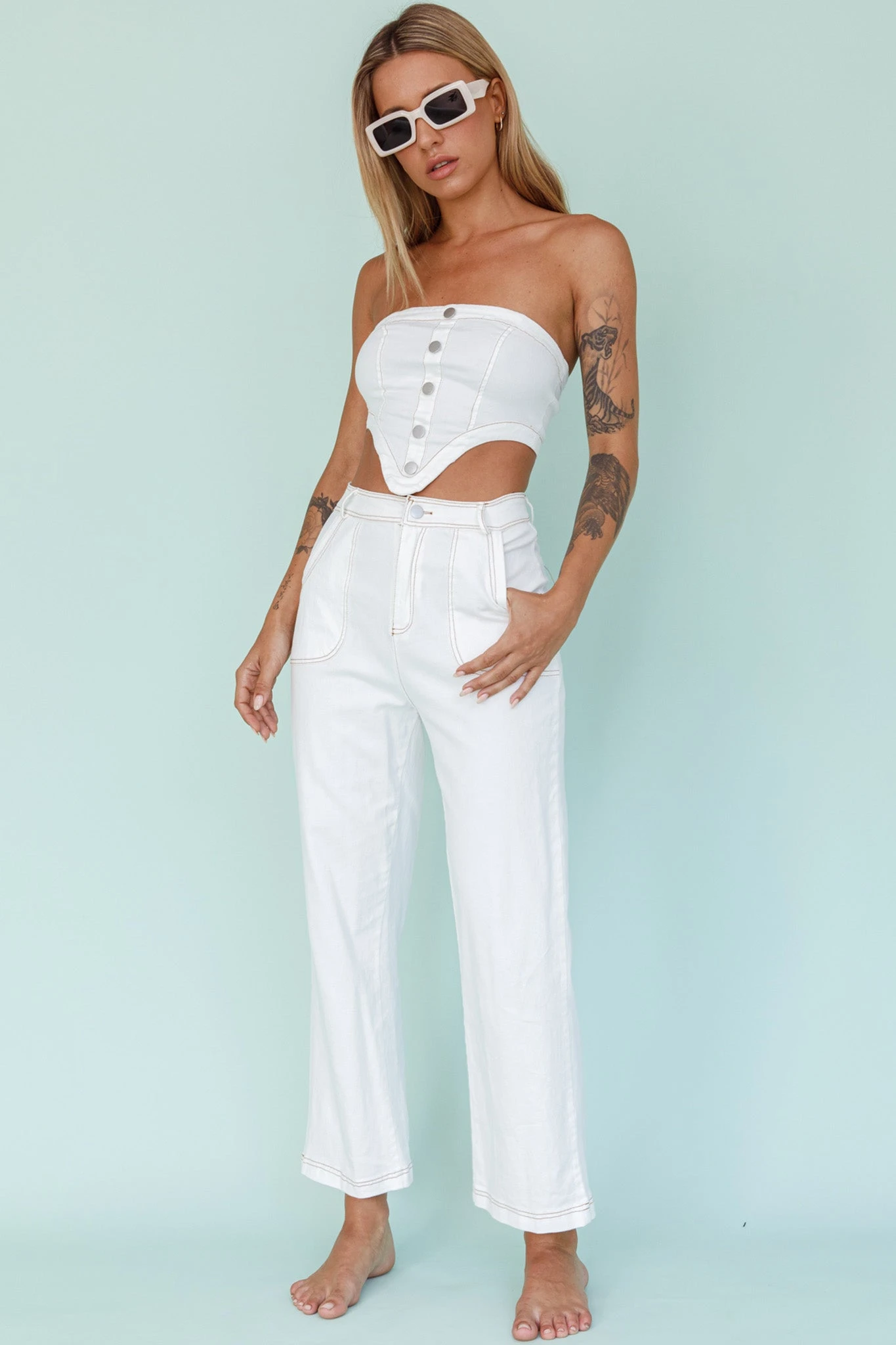 Uptown Wide Leg Pants White 5 Uptown Wide Leg Pants White - Image 5
