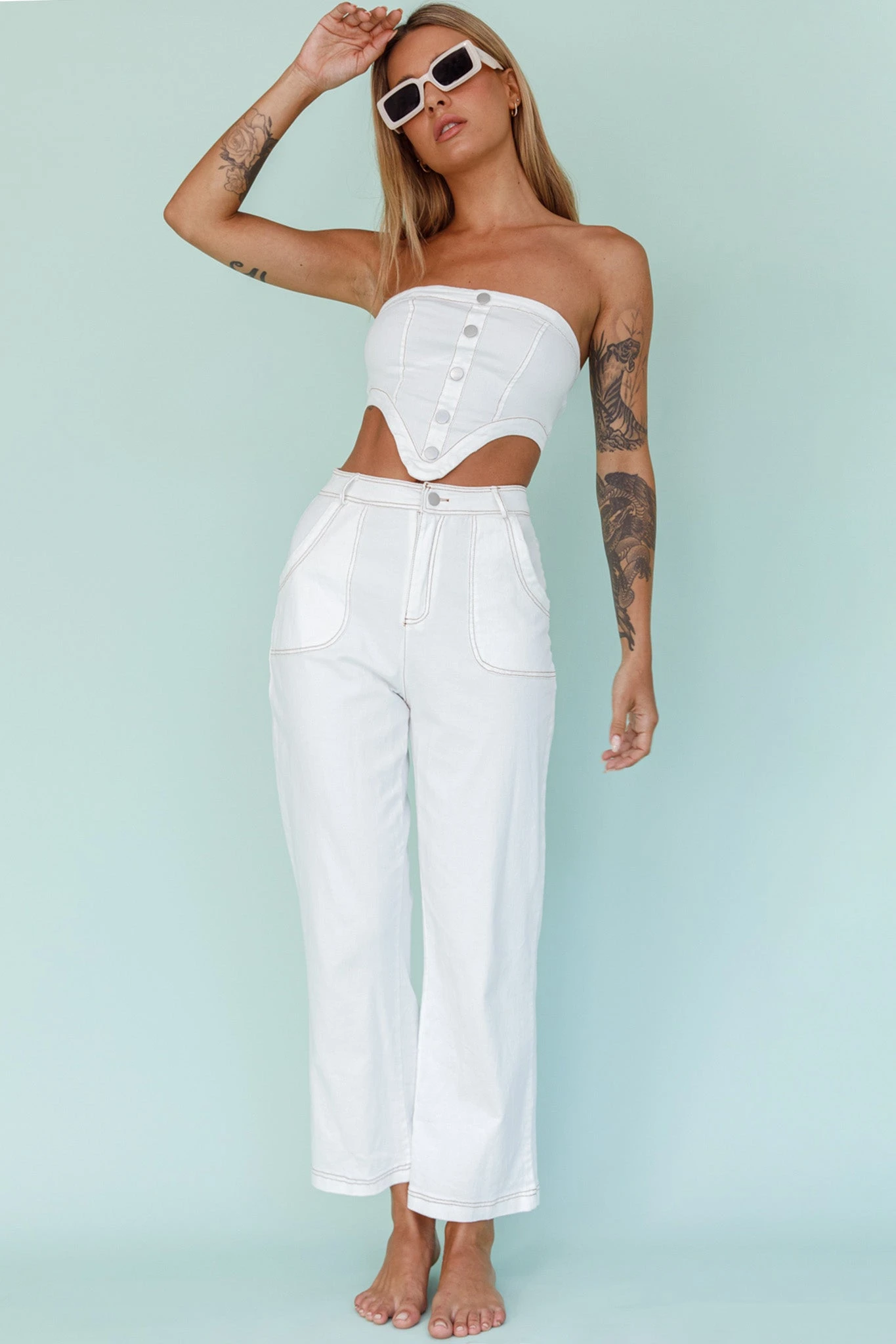 Uptown Wide Leg Pants White 6 Uptown Wide Leg Pants White - Image 6