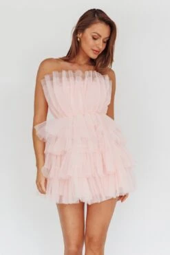 Bon Bon Tiered Mesh Mini Dress Blush 15 Bon Bon Tiered Mesh Mini Dress Blush -Bridal Dr. Denim Store SR0741J 20BLUSH 7