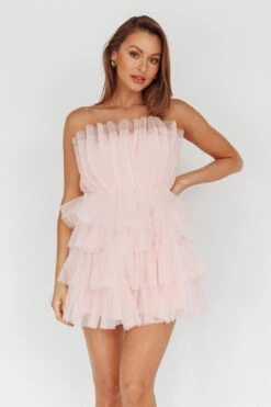 Bon Bon Tiered Mesh Mini Dress Blush 17 Bon Bon Tiered Mesh Mini Dress Blush -Bridal Dr. Denim Store SR0741J 20BLUSH 9