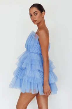 Bon Bon Tiered Mesh Mini Dress Steel Blue -Bridal Dr. Denim Store SR0741J 20STEEL 20BLUE 2