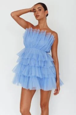 Bon Bon Tiered Mesh Mini Dress Steel Blue -Bridal Dr. Denim Store SR0741J 20STEEL 20BLUE 6