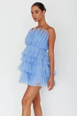 Bon Bon Tiered Mesh Mini Dress Steel Blue -Bridal Dr. Denim Store SR0741J 20STEEL 20BLUE 8