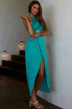 Night Breeze Halterneck Diamante Midi Dress Steel Blue -Bridal Dr. Denim Store SR0786H 20STEEL 20BLUE 7