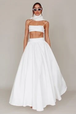 Love Songs Tied Back Maxi Skirt White -Bridal Dr. Denim Store SR0795J S 20WHITE 2