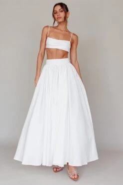 Love Songs Tied Back Maxi Skirt White -Bridal Dr. Denim Store SR0795J S 20WHITE 4