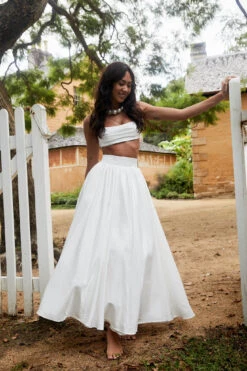 Love Songs Tied Back Maxi Skirt White -Bridal Dr. Denim Store SR0795J S 20WHITE featured
